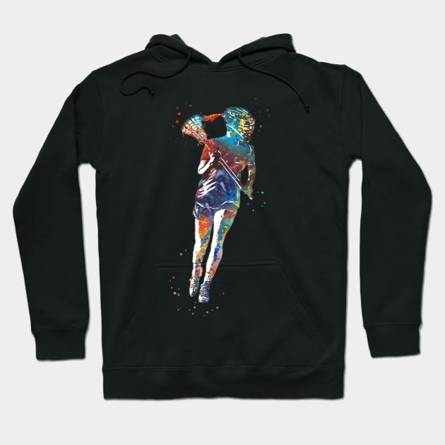 Lacrosse Player Girl Hoodie by RosaliArt